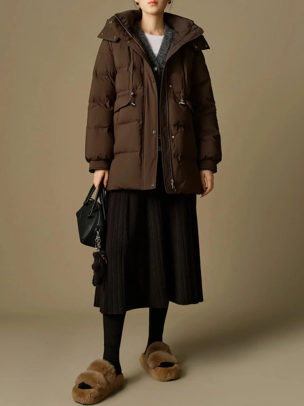 Women's Warm Brown Puffer Jacket