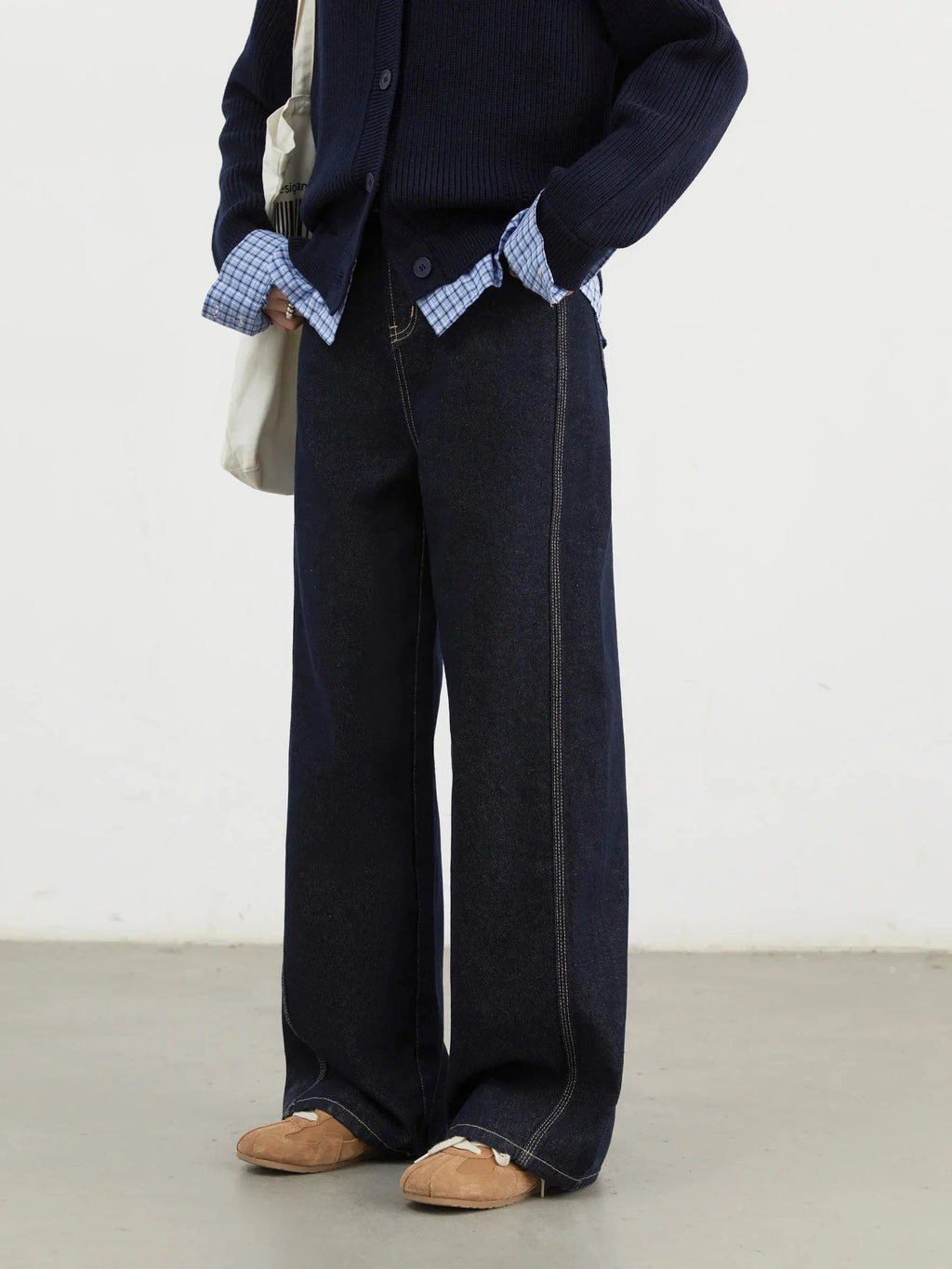 High-Waisted Wide Leg Jeans Loose Straight Denim