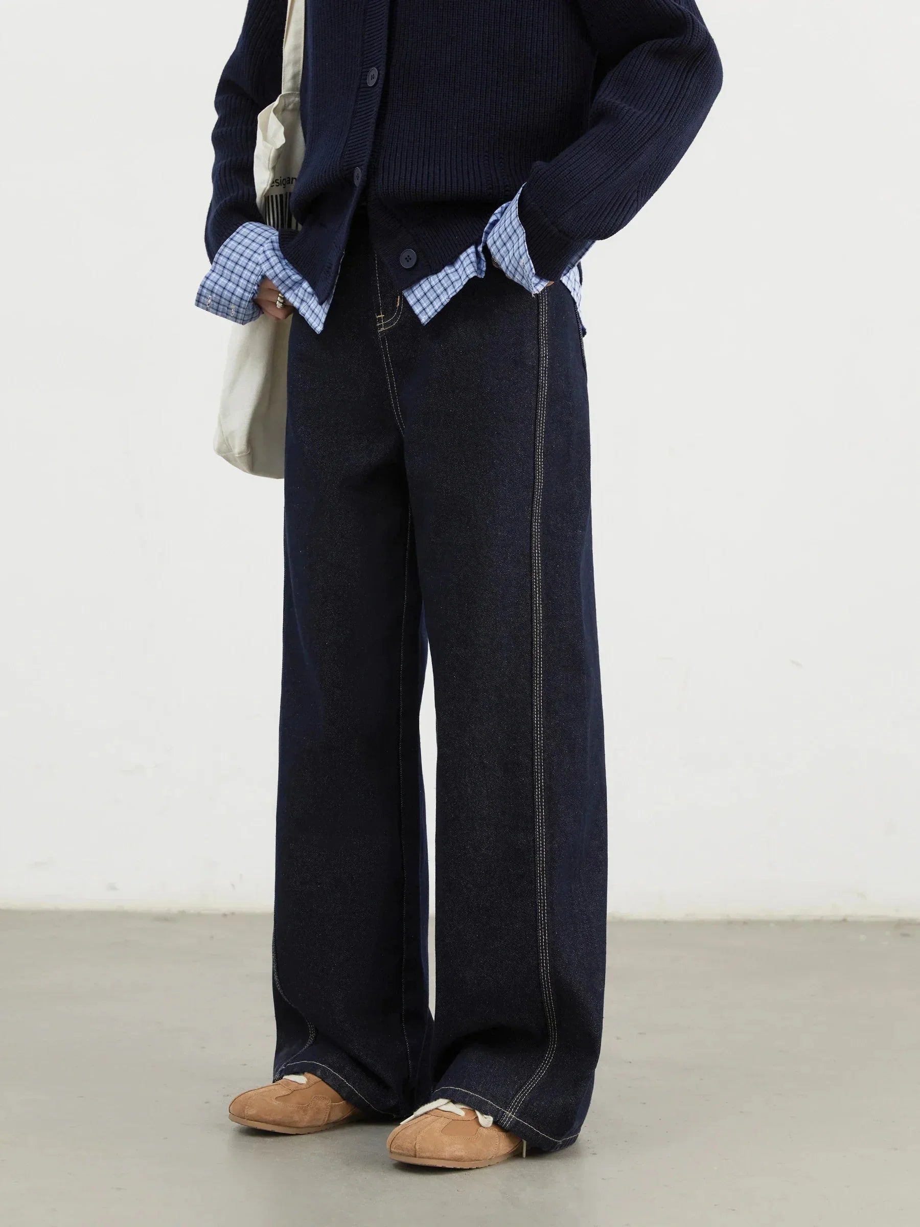 High-Waisted Wide Leg Jeans Loose Straight Denim