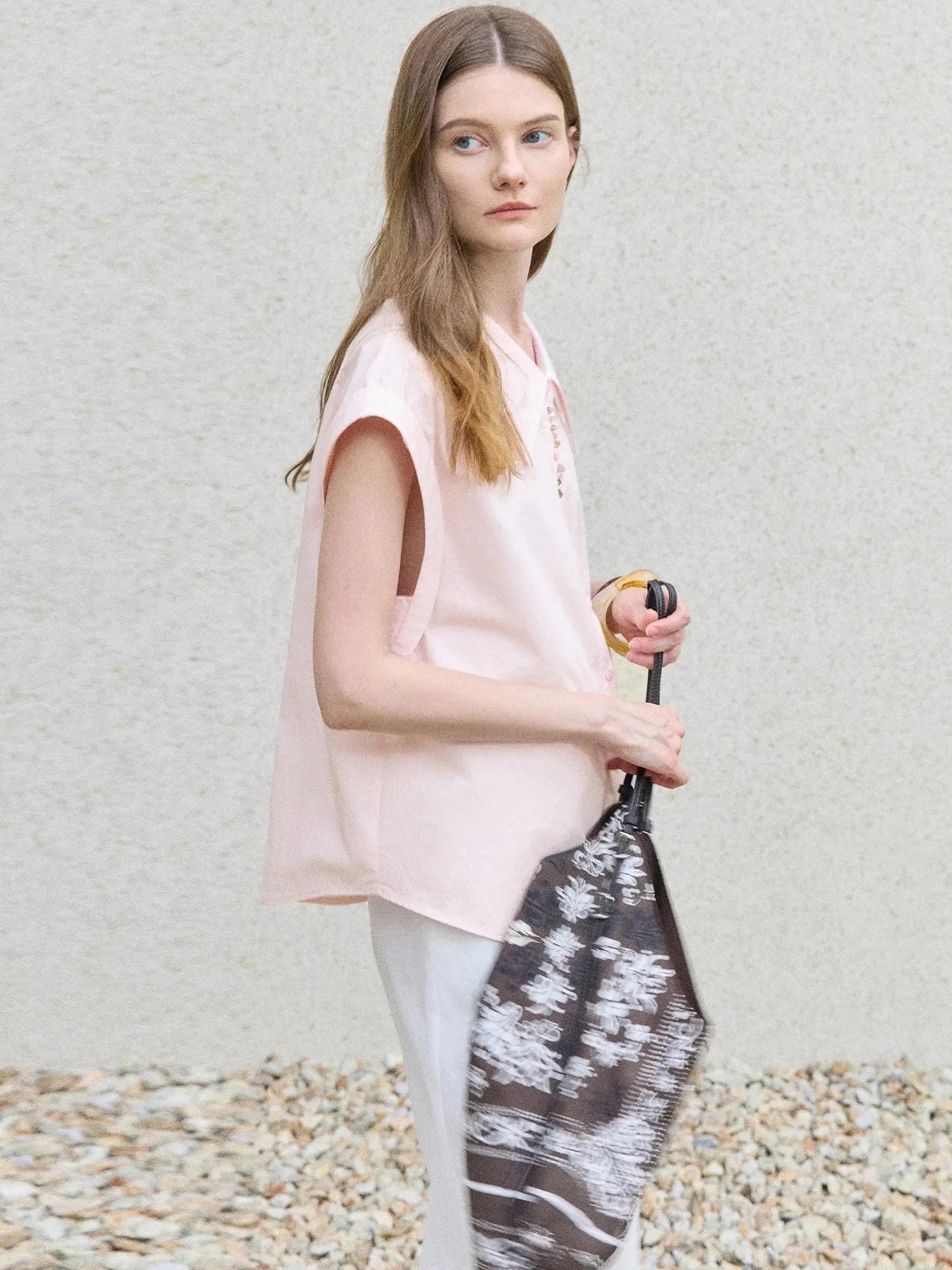 Chic French Style Pink Minimalist Temperament Shirt