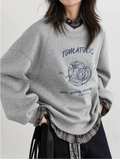 Color-Block Embroidered Sweatshirt Autumn Pullover