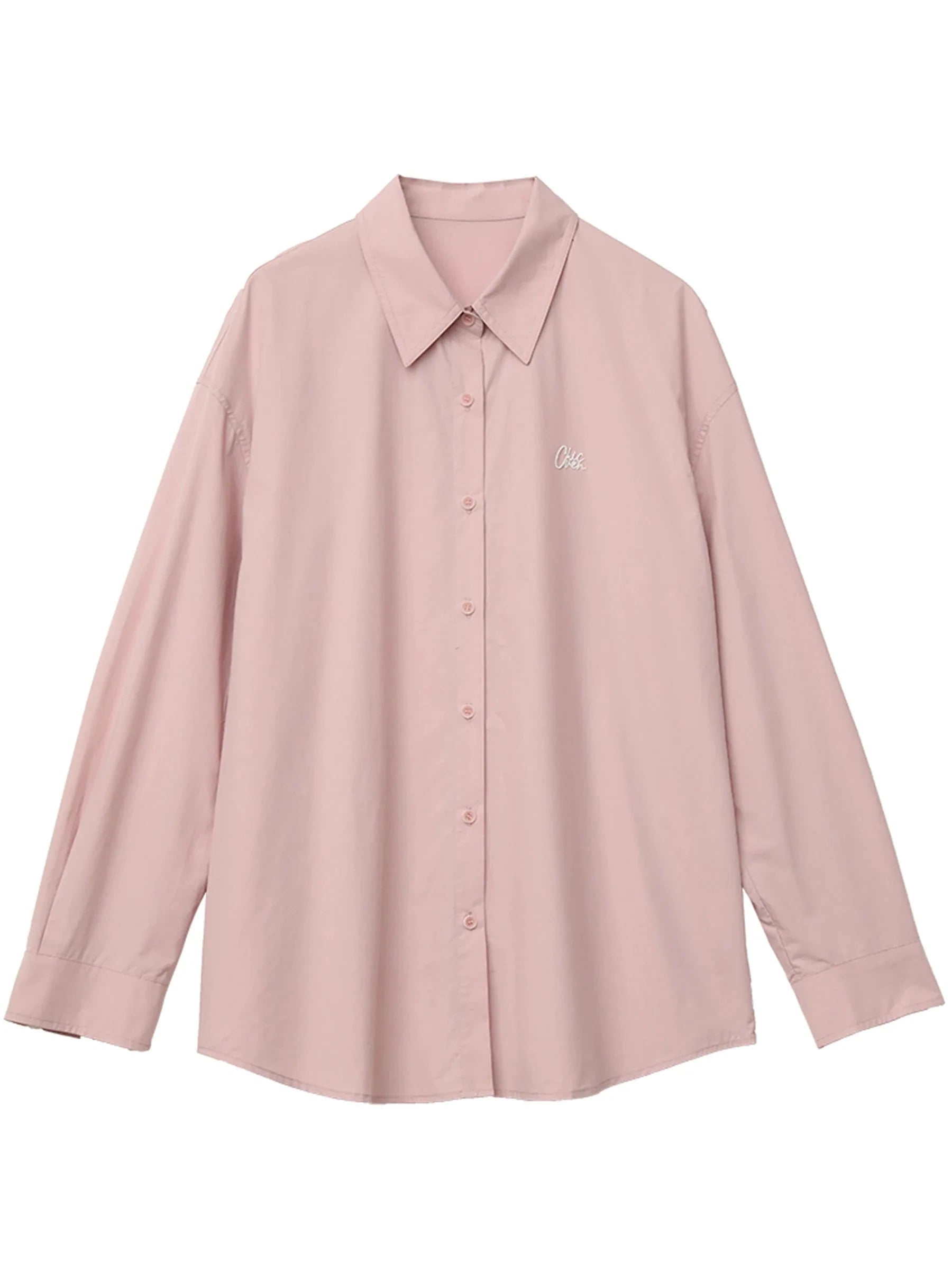 Loose Cotton Blue Shirt Casual Long-Sleeved Blouse