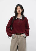 Color Block Plaid T-Shirt  Loose Casual Long Sleeve