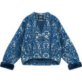 Women’s Retro Gothic Winter Coat Blue Silver Embroidery