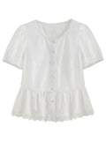 Lace Contrast Summer Blouse