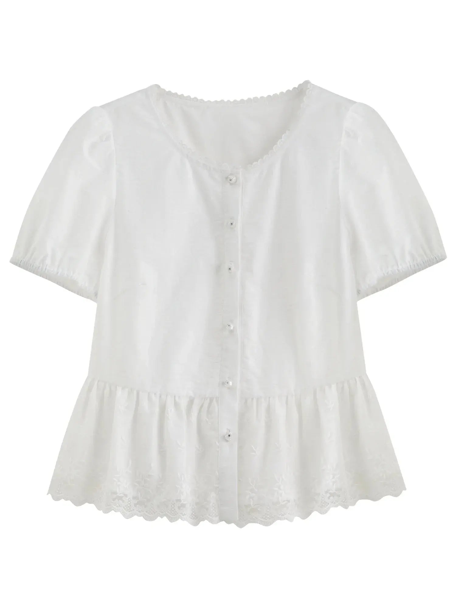Lace Contrast Summer Blouse