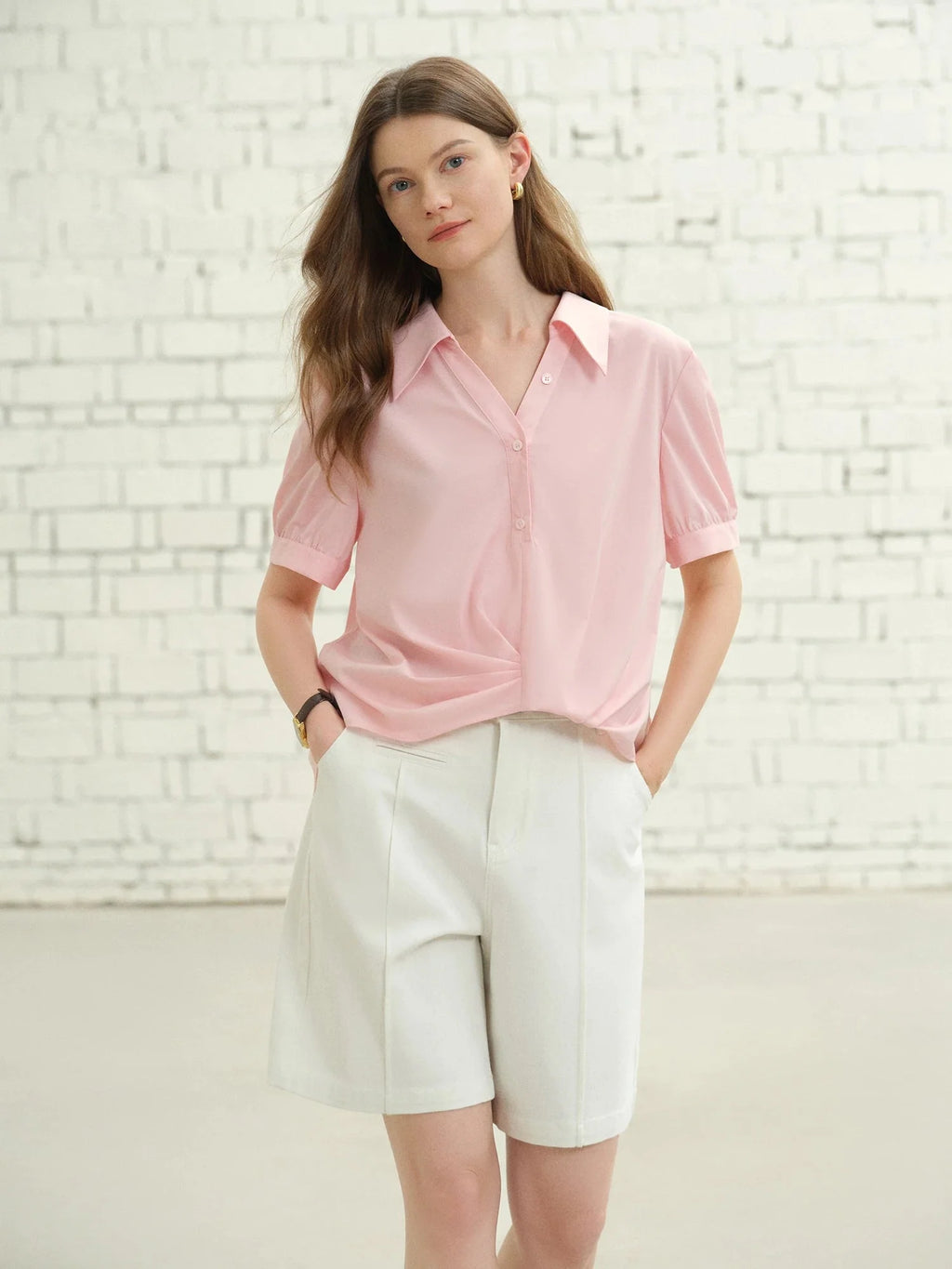 Plus Size Women’s Asymmetrical Pleated Shirt Stylish Blouse