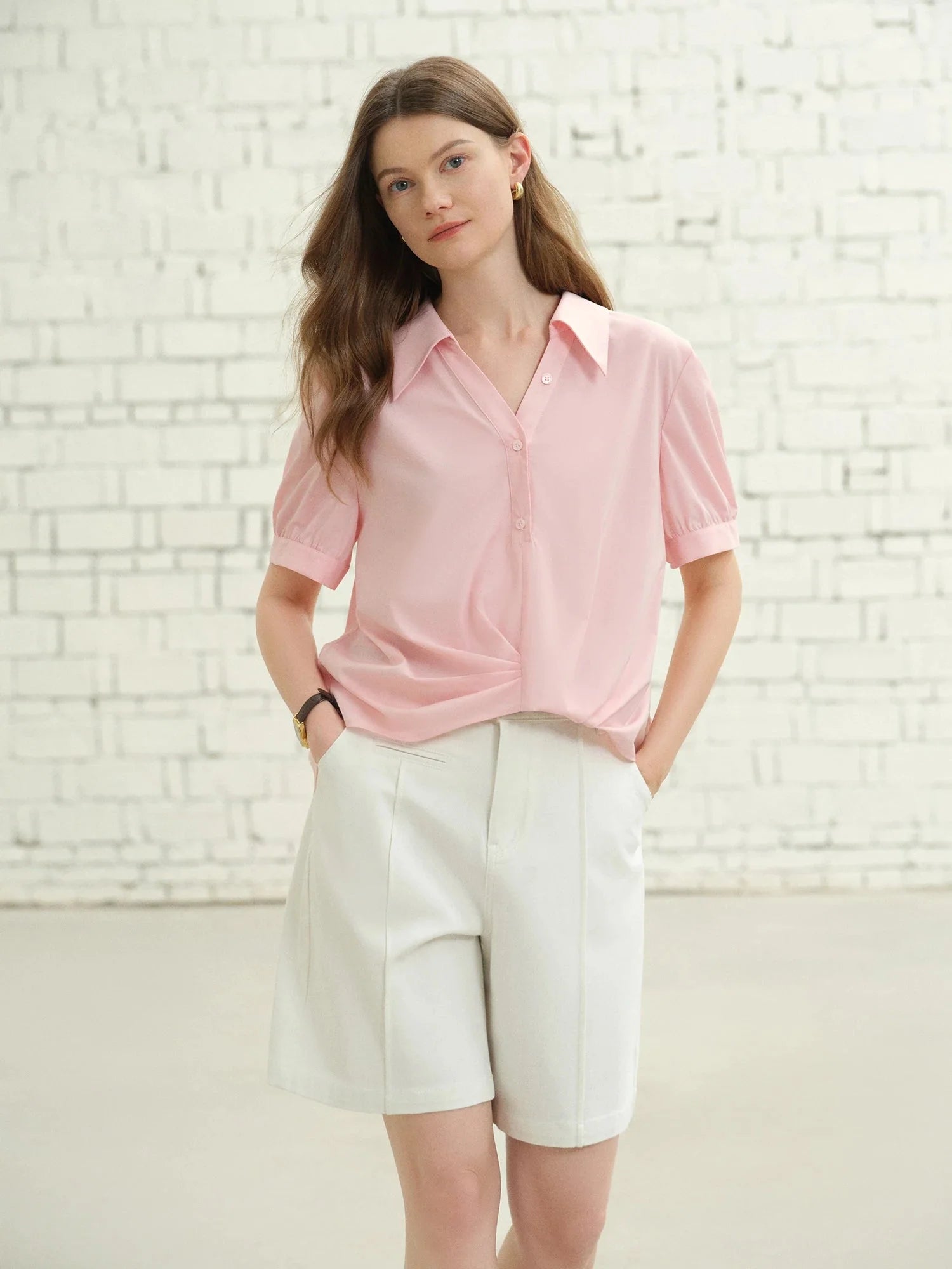 Plus Size Women’s Asymmetrical Pleated Shirt Stylish Blouse