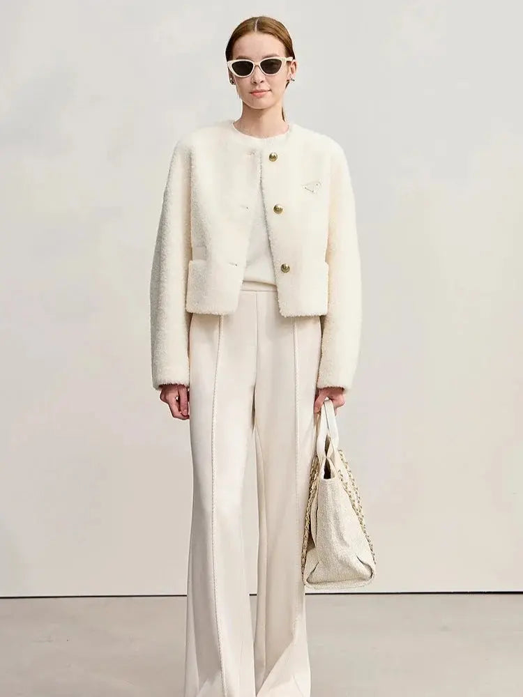 Elegant Wool Blend Short Winter Coat
