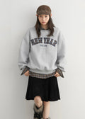 Letter Print Fleece Sweatshirt Casual Warm Pullover
