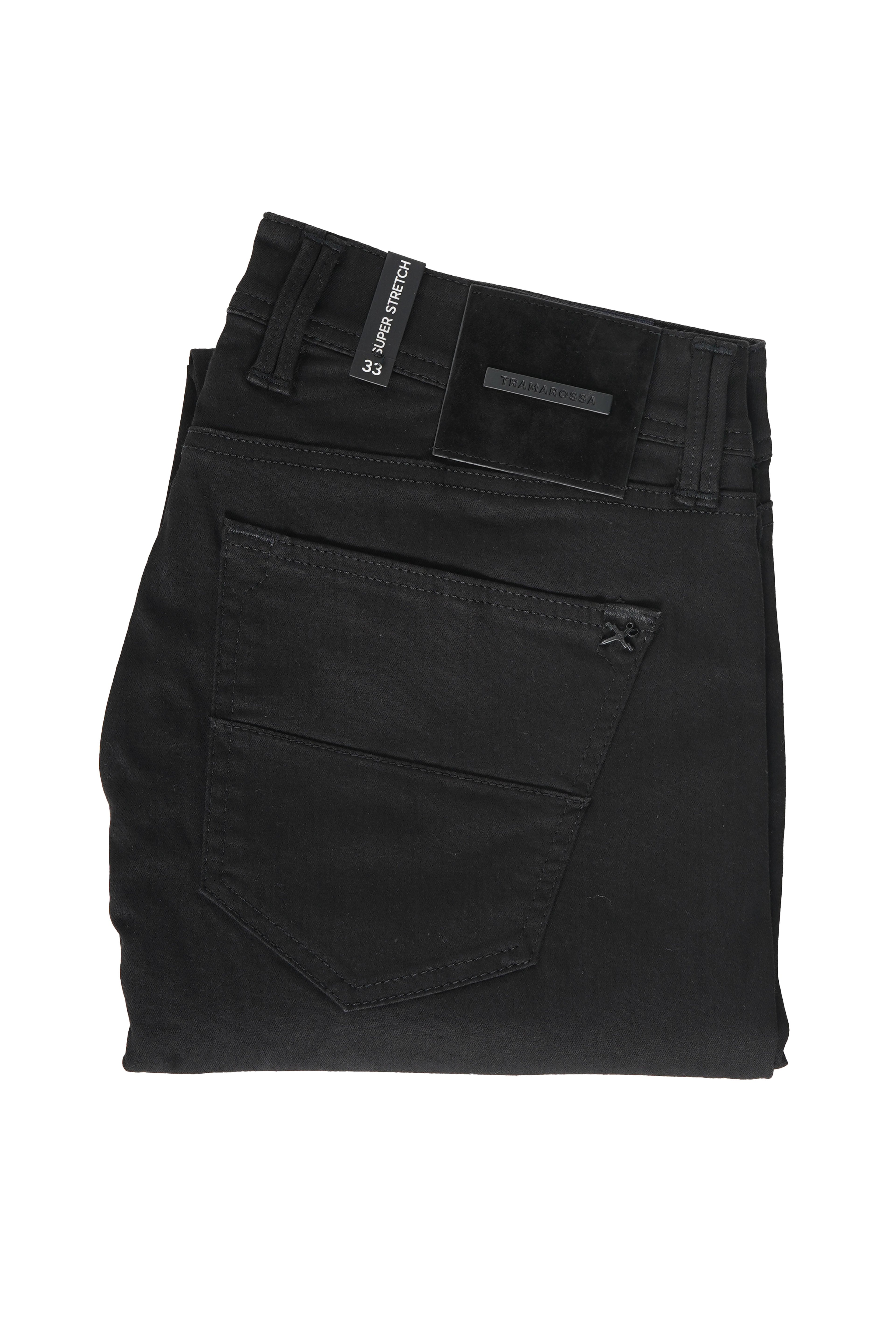 Tramarossa Solid Black Denim Pants