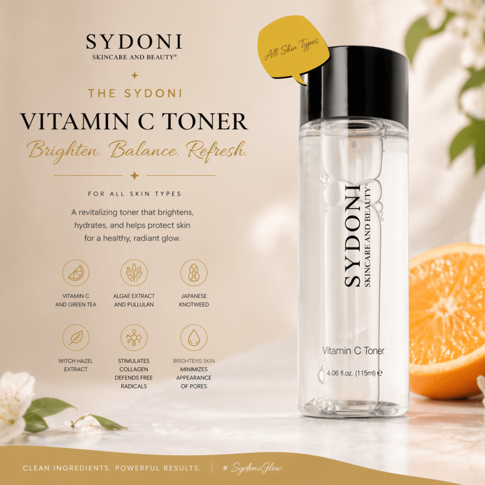 SYDONI VITAMIN C TONER| Brightening & Hydrating Facial Toner 4.06 fl. oz.