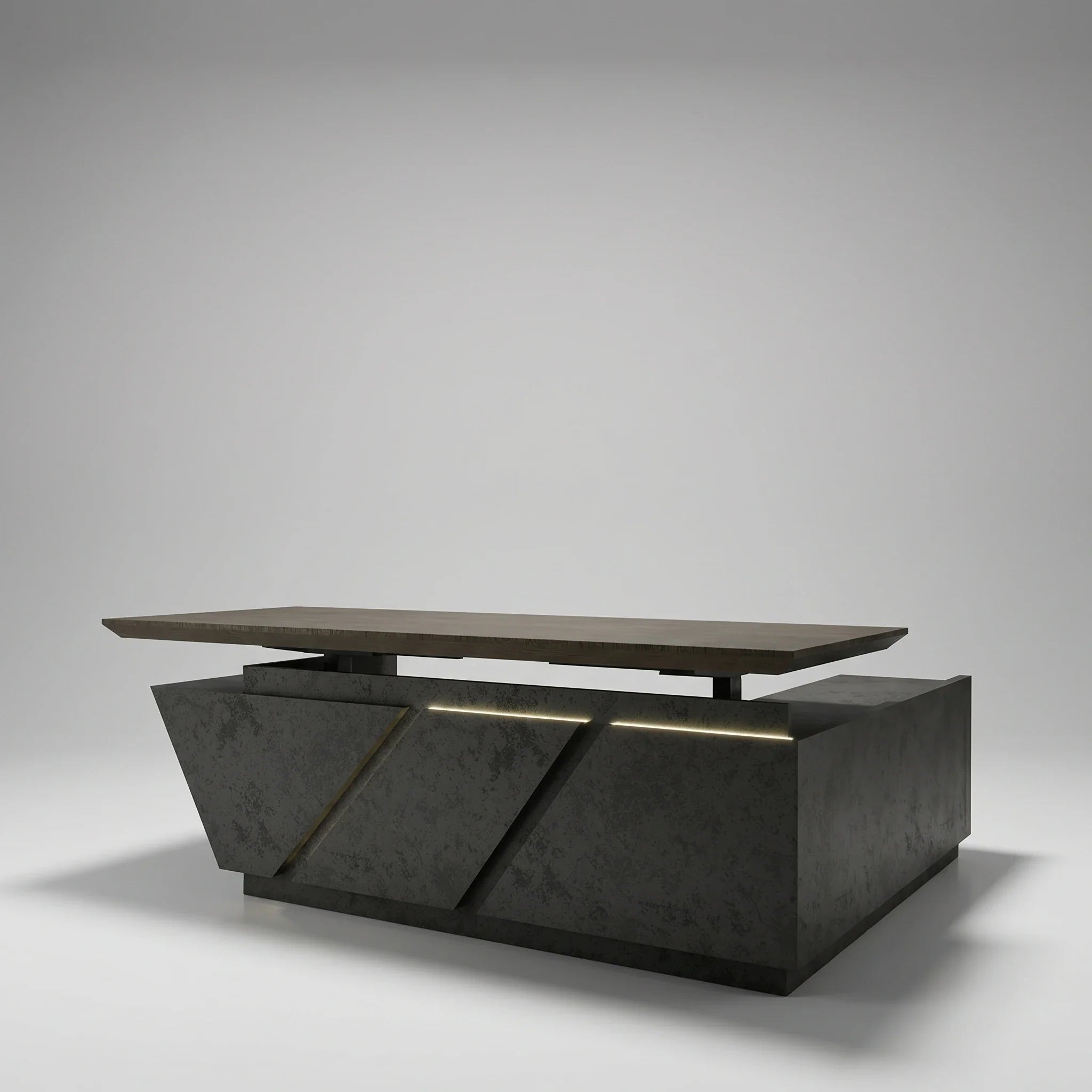 Maverick · Standing L-Shaped Executive Desk, Adjustable Height