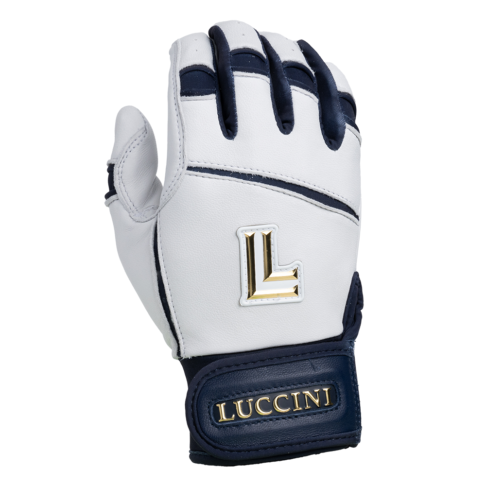 Batting Gloves – White/Navy/White Palm
