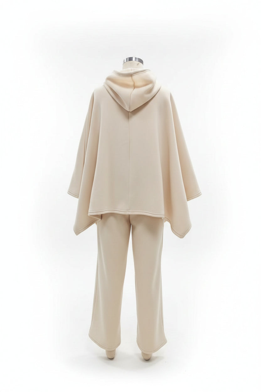 Women's Cape-Sleeve Hoodie & Wide-Leg Pants Resort Set