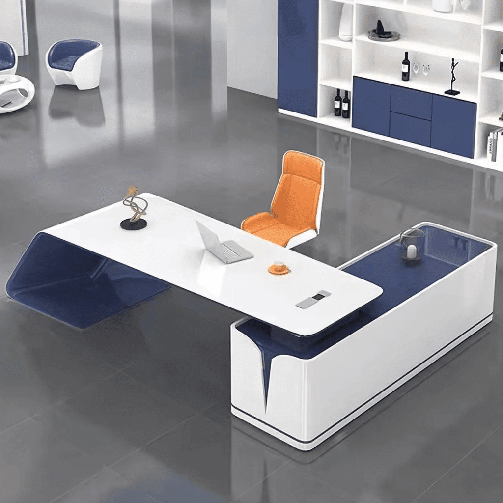 Euclid · Modern White L-Shaped Executive Desk