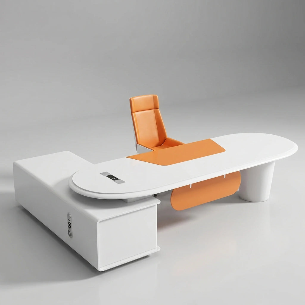Gauss · White L-Shaped Executive Desk