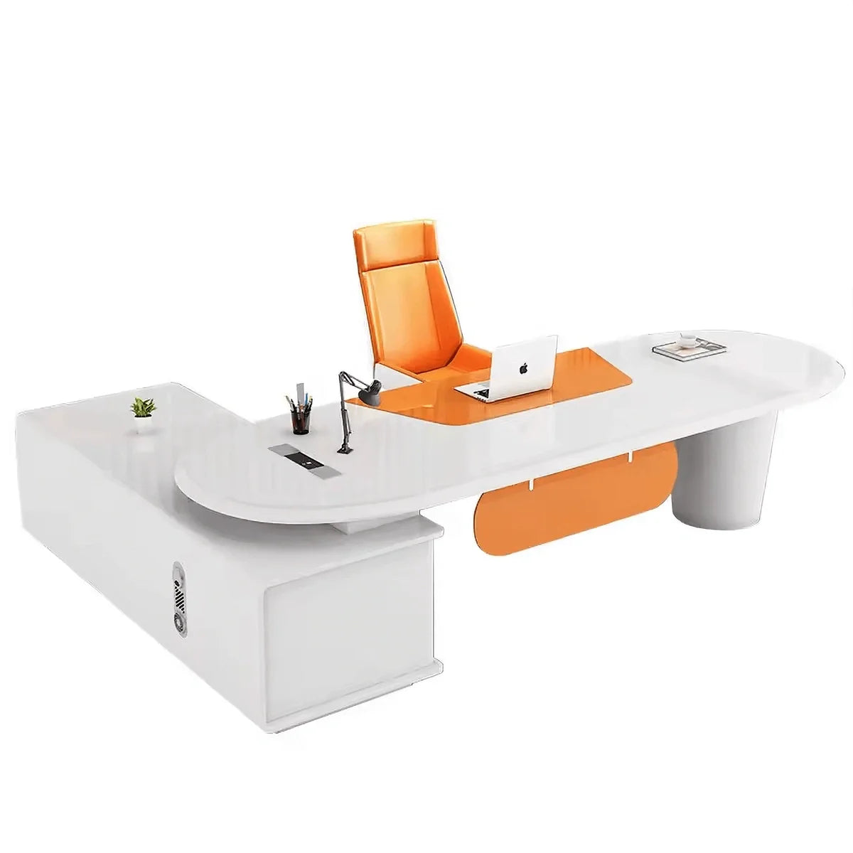 Gauss · White L-Shaped Executive Desk