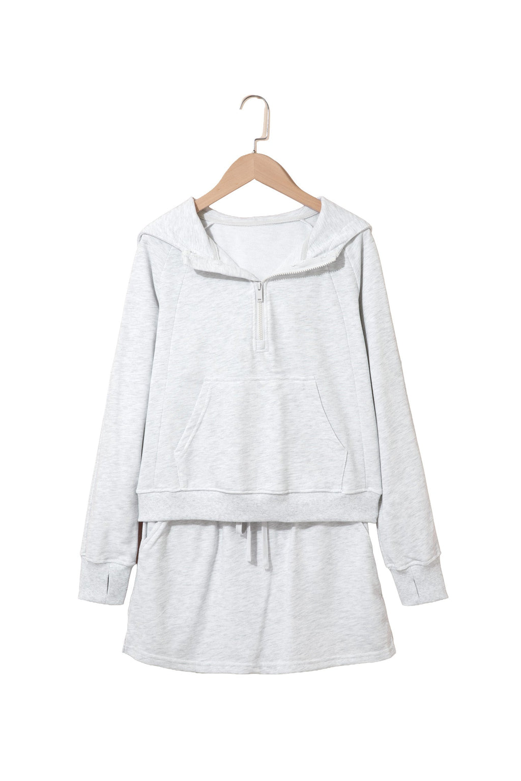 Mary Long Sleeve Zip-Up Top Elastic Waist Skort Set