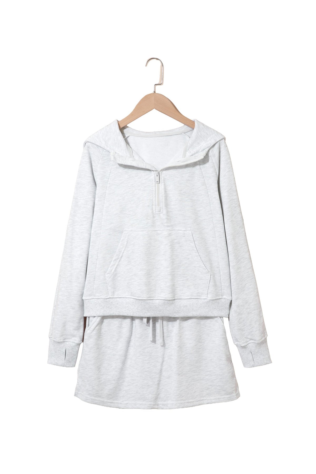 Mary Long Sleeve Zip-Up Top Elastic Waist Skort Set