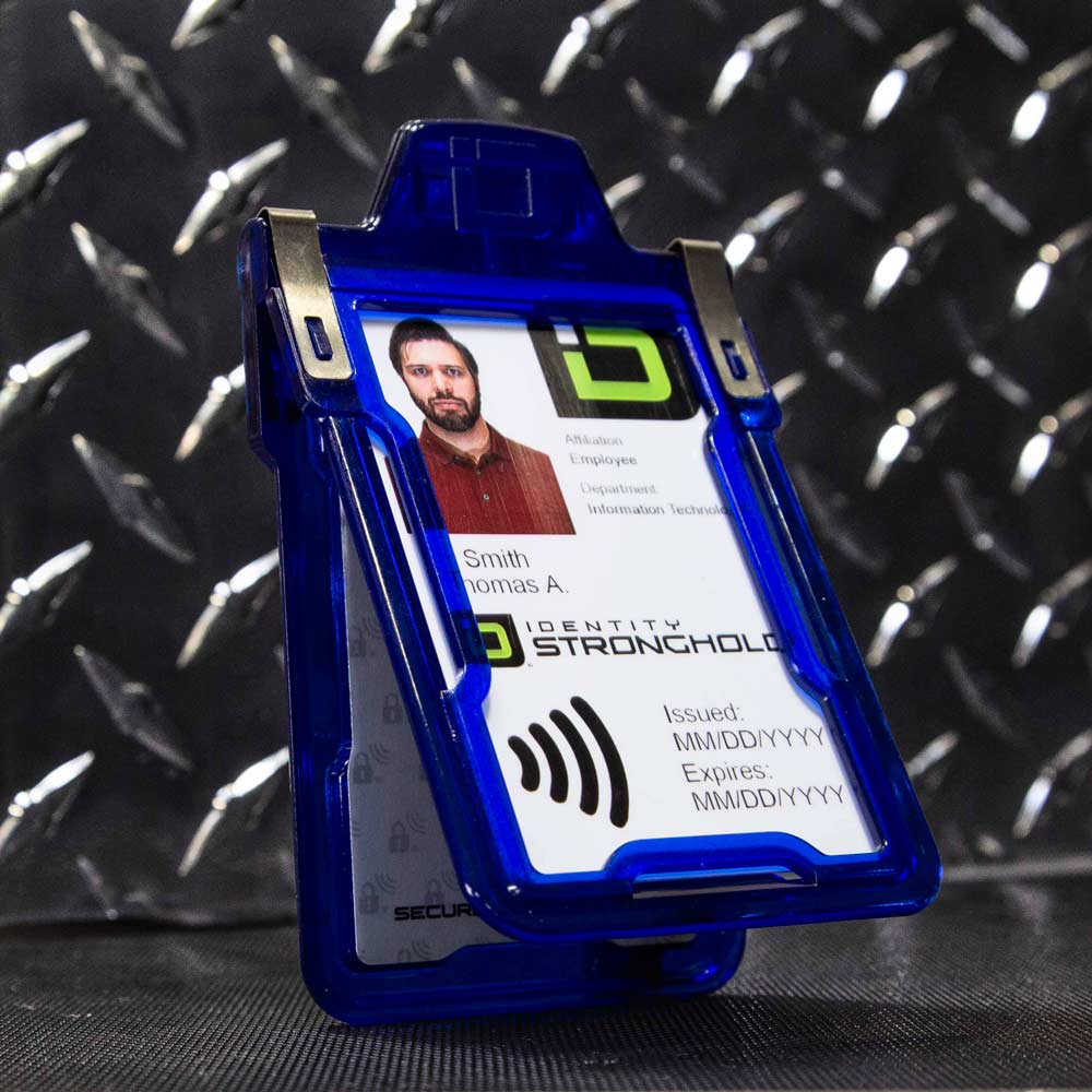 Secure Badge Holder Classic, Vertical 1 ID Card Holder, Retractable Reel, and Lanyard Bundle