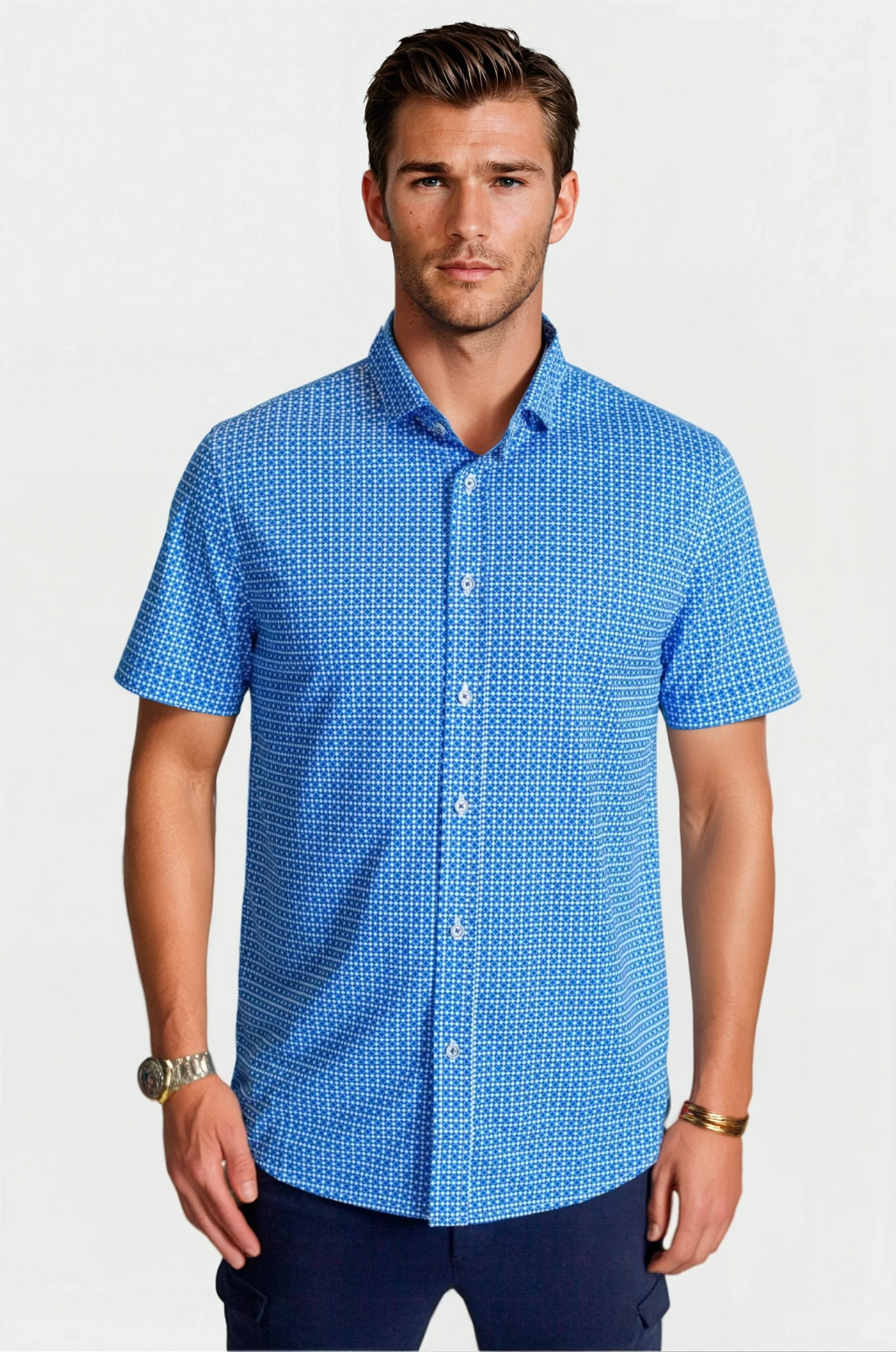 Bastille Check Short Sleeve Tech Shirt