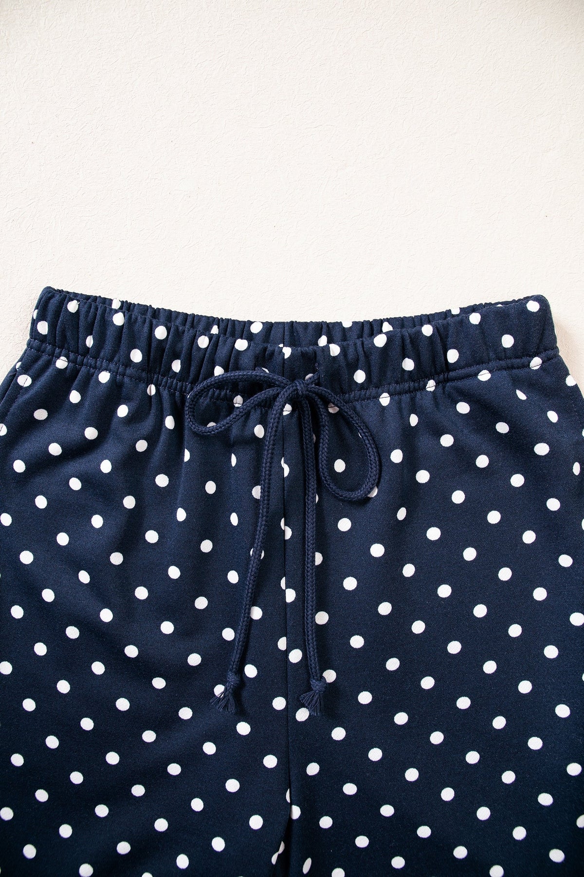 Jane Polka Dot Drawstring Wide Leg Long Sleeve Top Pant Set