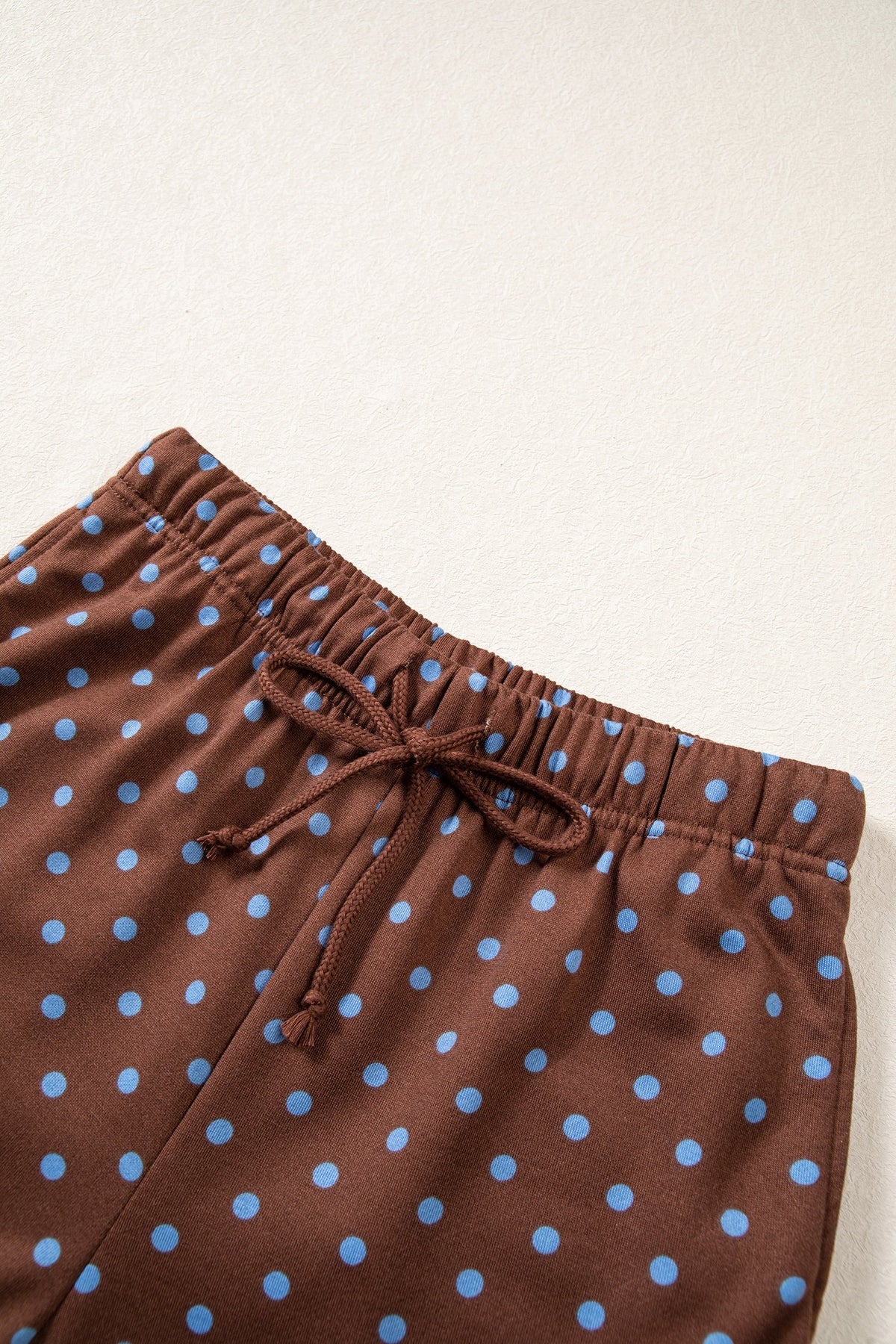 Jane Polka Dot Drawstring Wide Leg Long Sleeve Top Pant Set