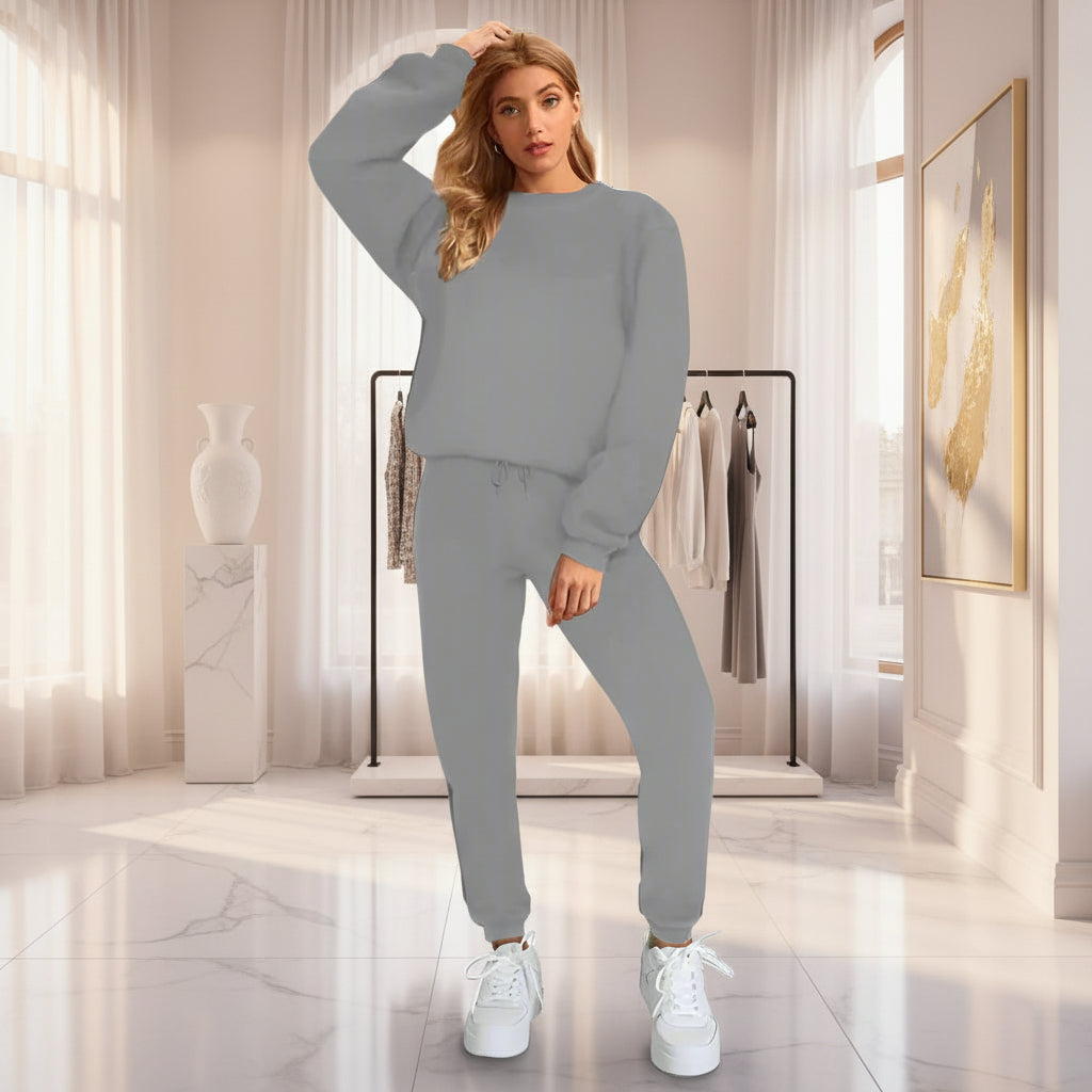 Women's Oversized Drop-Shoulder Sweatshirt & Jogger Pants Sweatsuit Set
