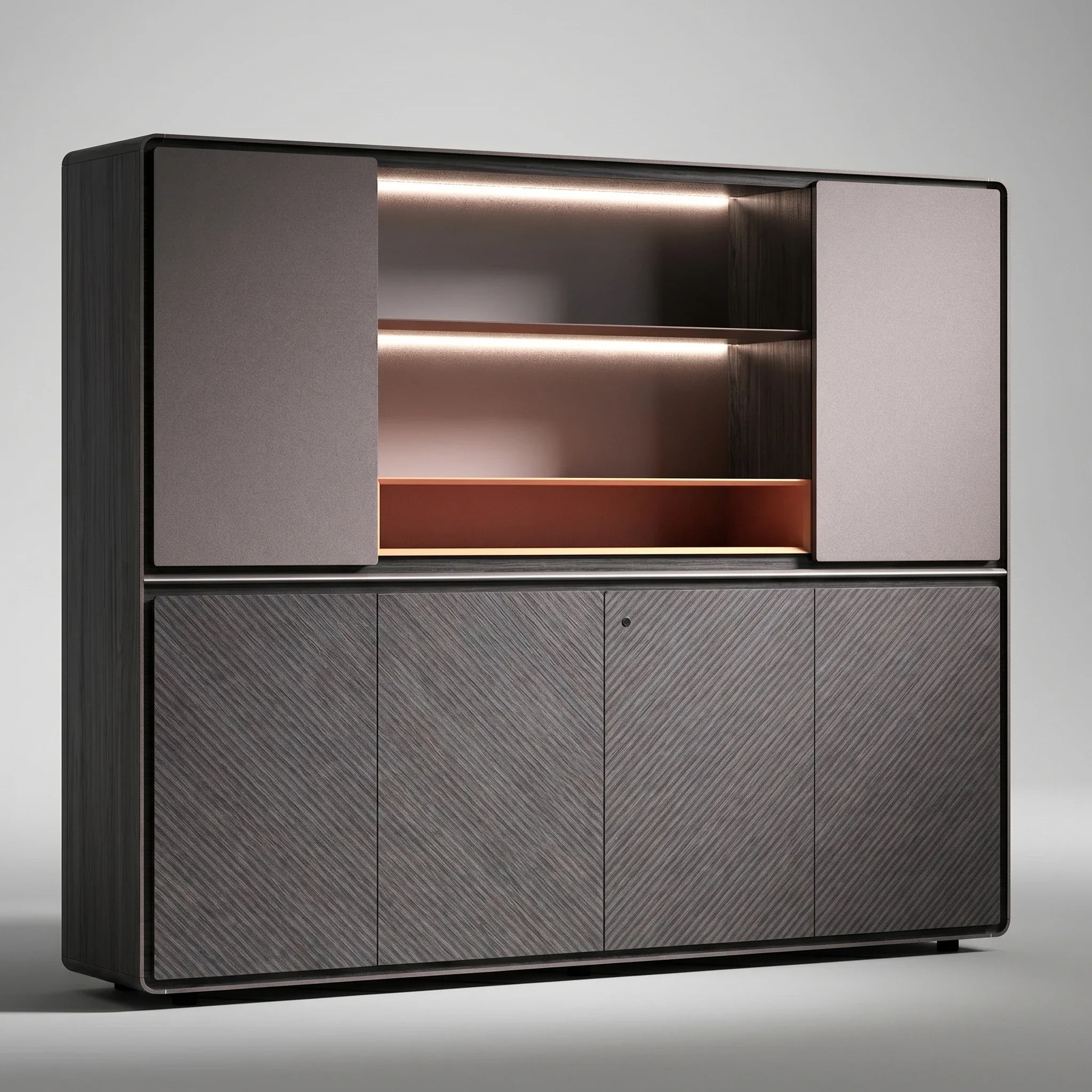 Lisse · Office Shelves w/ Integrated Lighting & Storage Cabinets