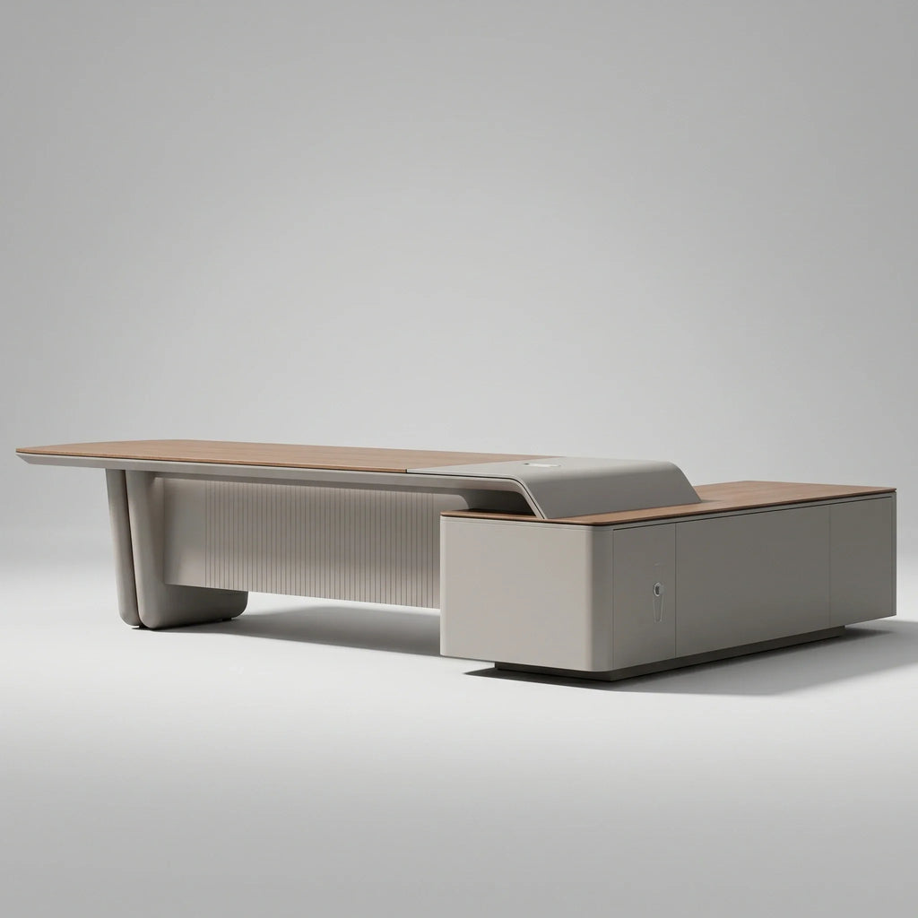Caster · Modern L-Shaped Executive Desk