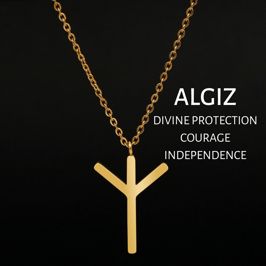Viking Runes Tunic Stainless Steel Gold Necklaces