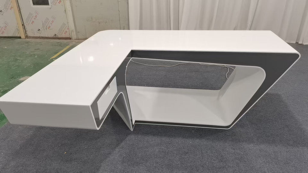 Chevron · White L-Shaped Executive Desk