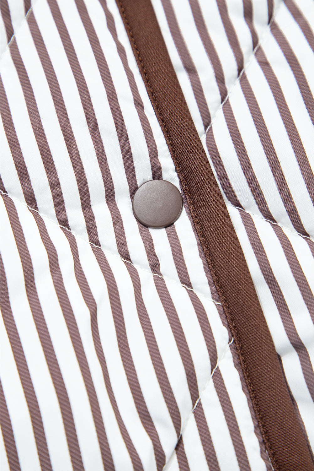 Skylar Striped Snap Button Scalloped Hem Winter Vest  - Brown