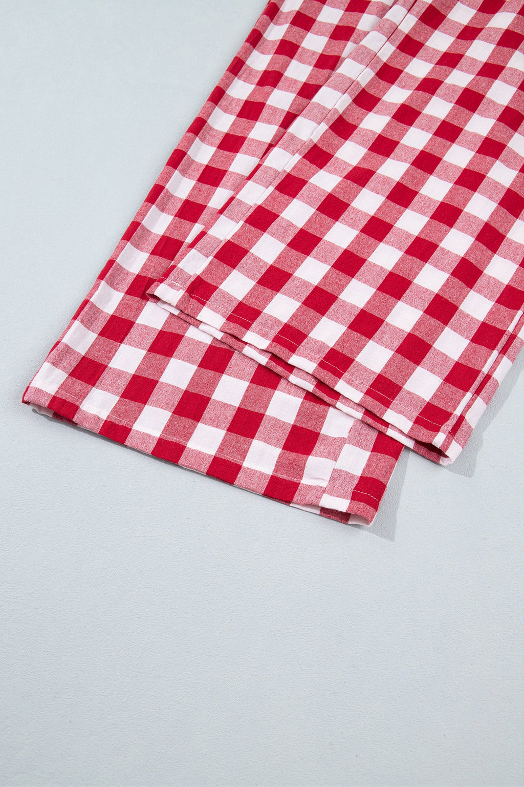Gingham Tie Elastic Waist Shift Pants