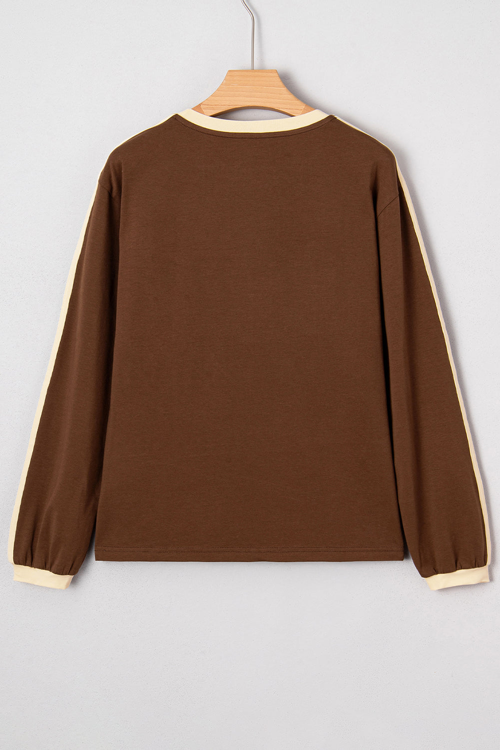 Malani Varsity Striped Crew Neck Long Sleeve Top - Dark Brown