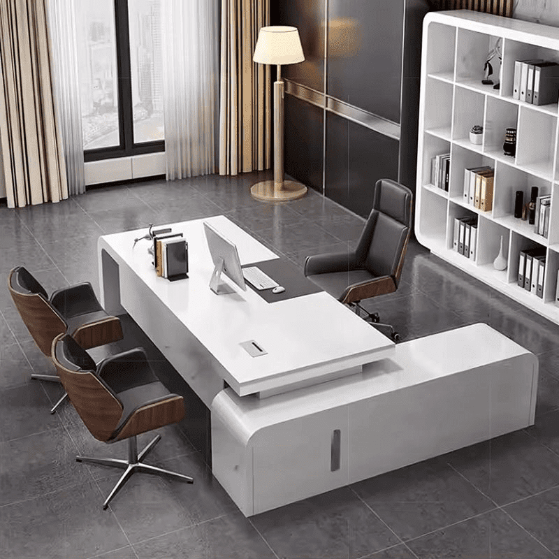 Halcyon · White L-Shaped Executive Desk