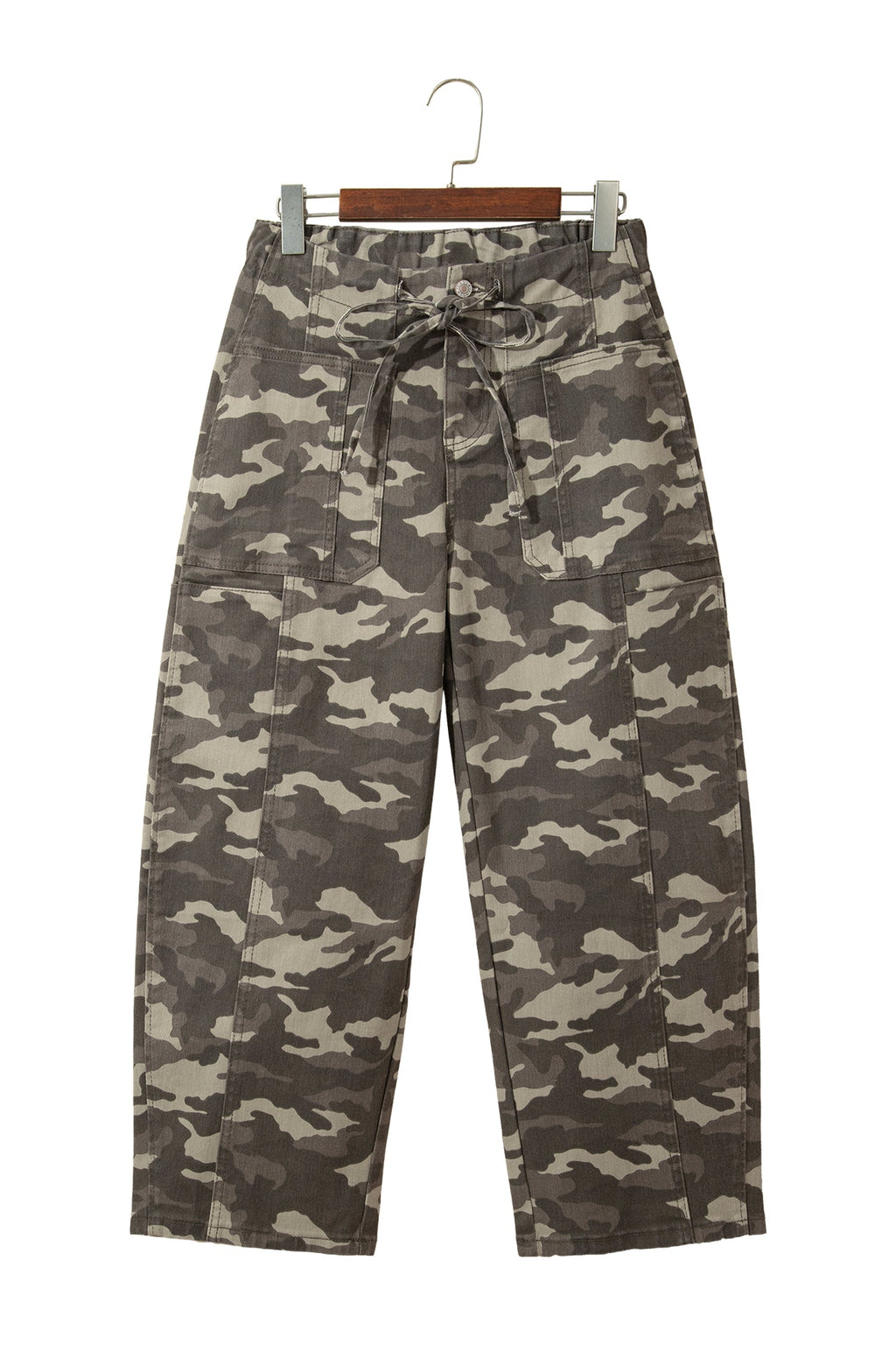 Collins Drawstring Elastic Waistband Pocketed Barrel Jeans