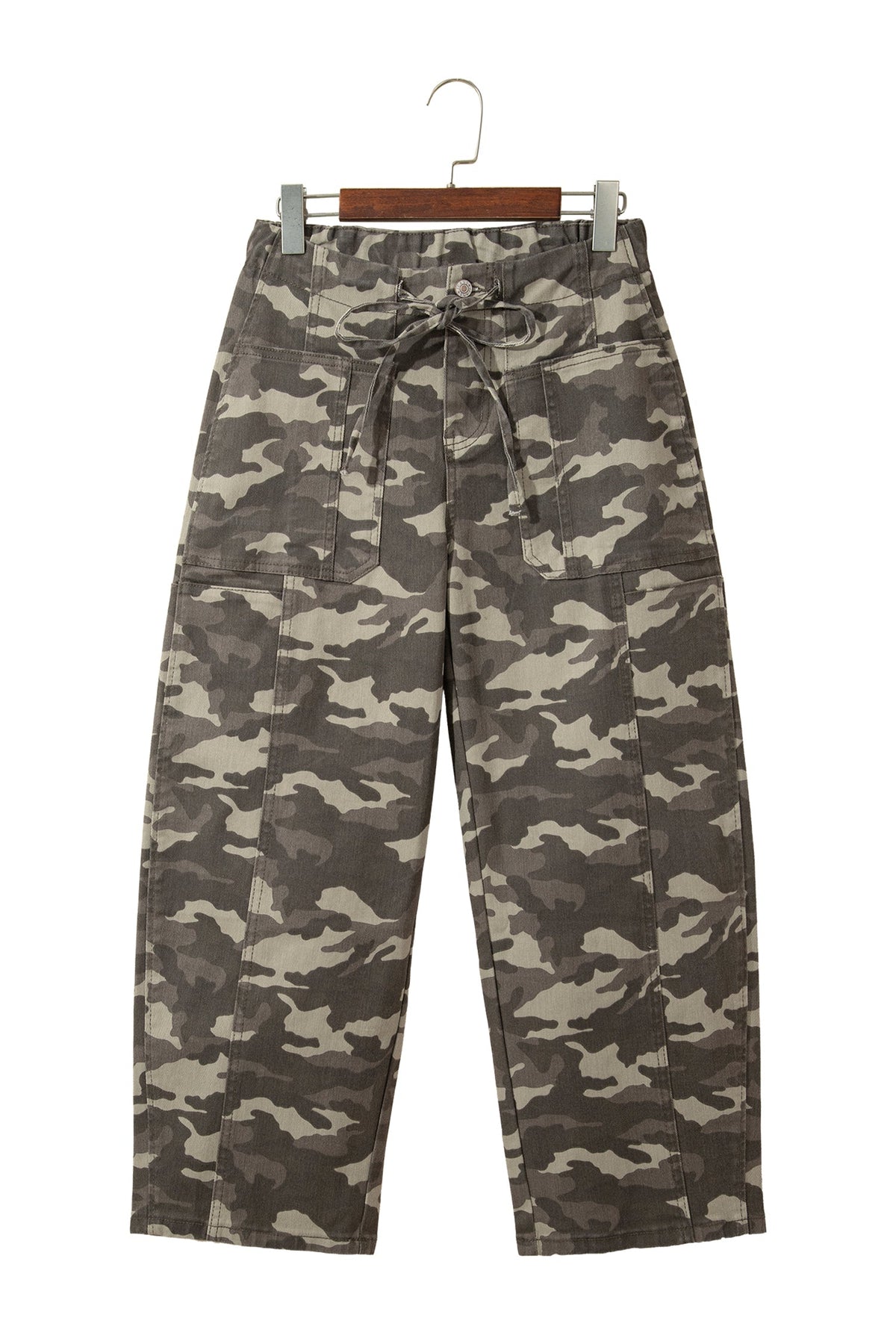 Collins Drawstring Elastic Waistband Pocketed Barrel Jeans