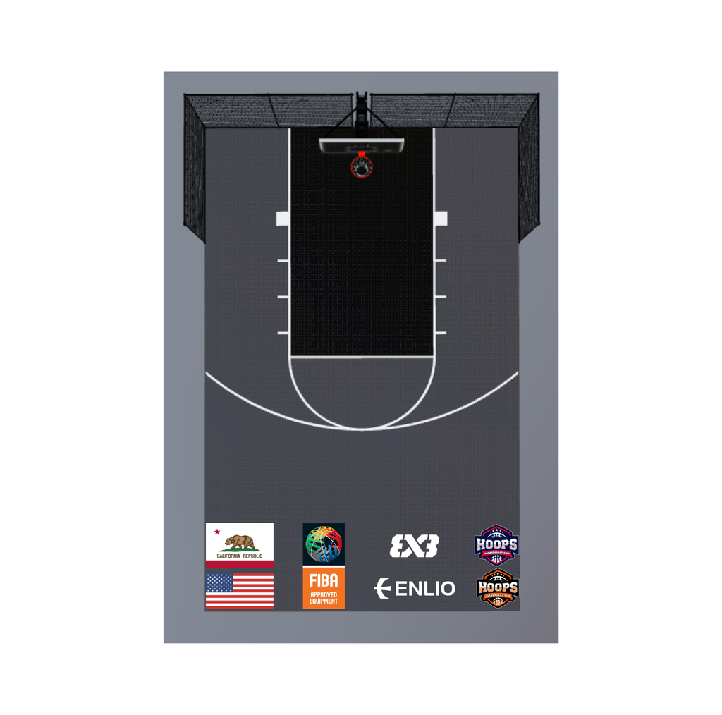 USA Enlio Official 3X3 Basketball Court – FIBA Certified – 25' x 40' Half Court