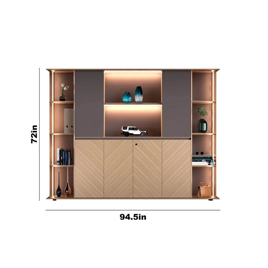 Sona · Office Shelves w/ Lighting & Cabinets