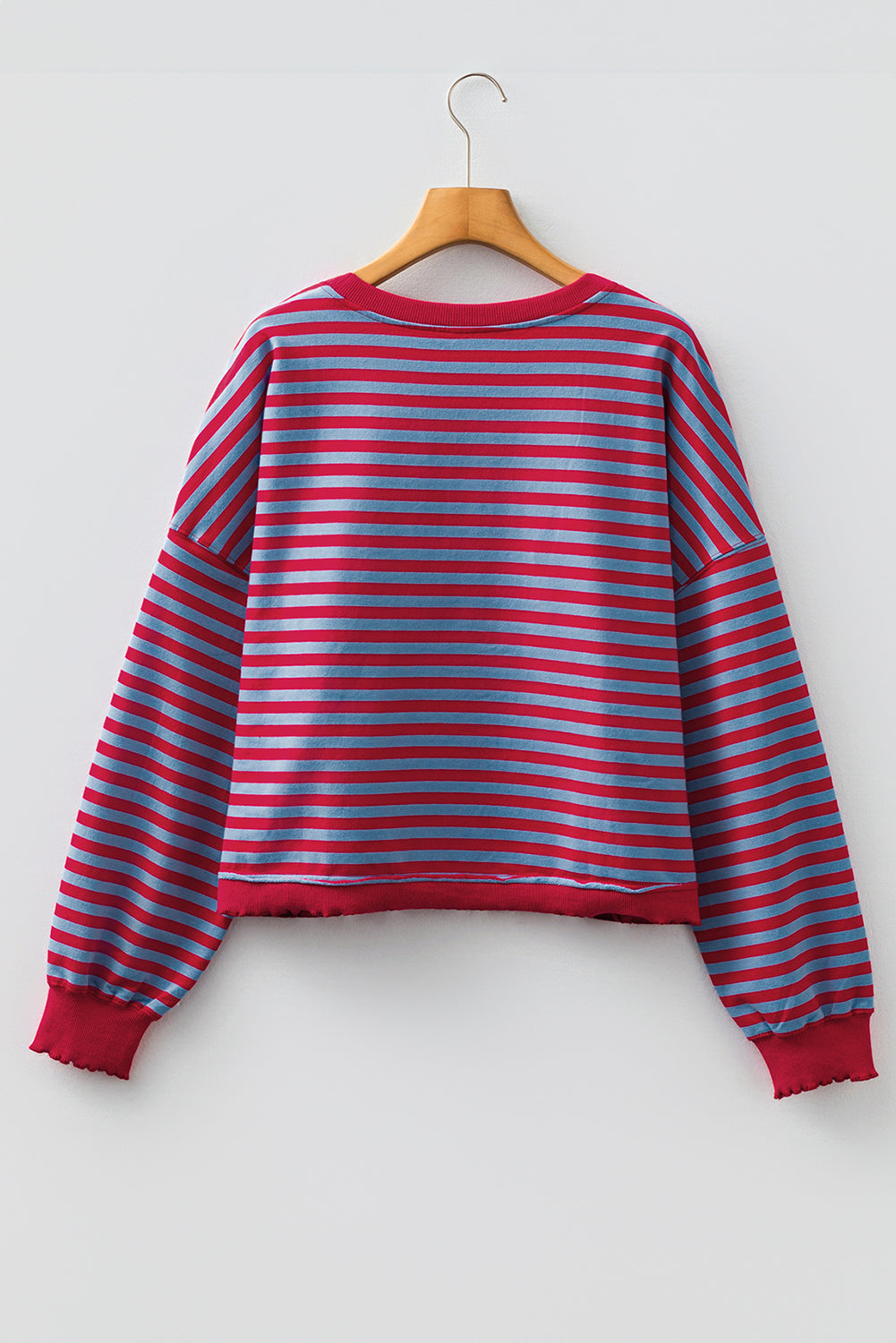 Andrea Exposed Seam Contrast Ribbed Top - Blue