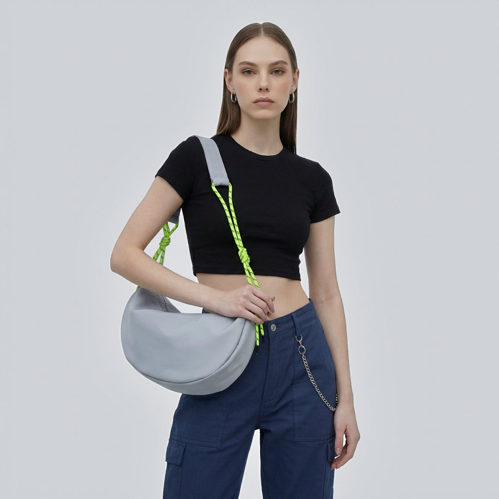 Freestyle Knotted Nylon Crescent Bag