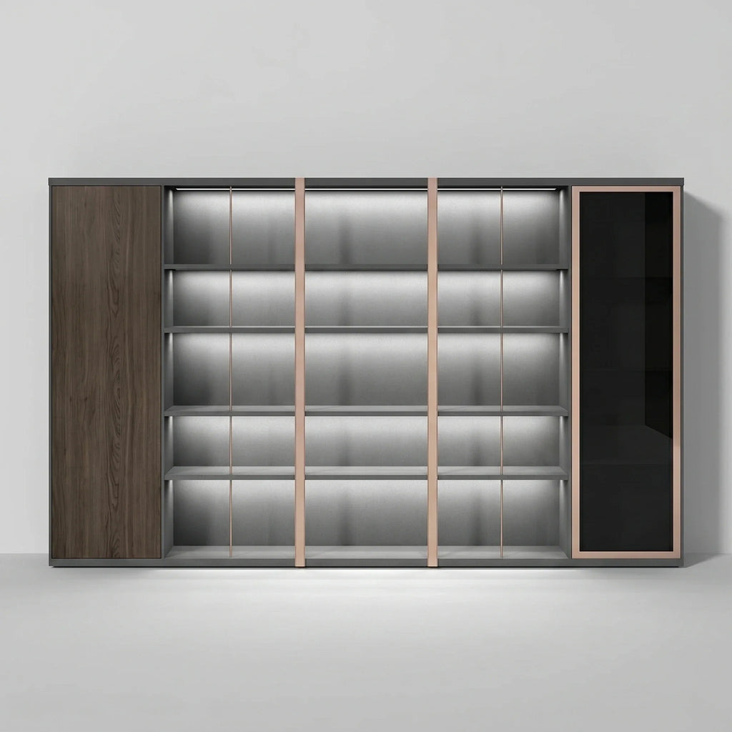Keats · Office Library Shelves w/ Lighting, Suit Closet & Storage
