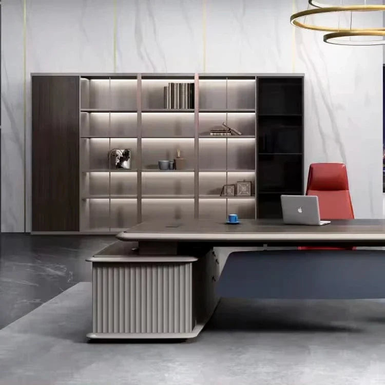 Heather · Office Shelves w/ Lighting & Wardrobe Storage