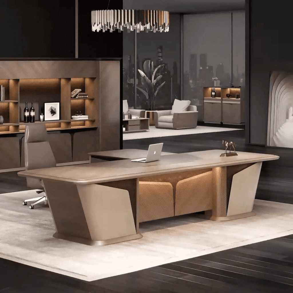 Cognac · Executive Desk w/ Mobile Storage