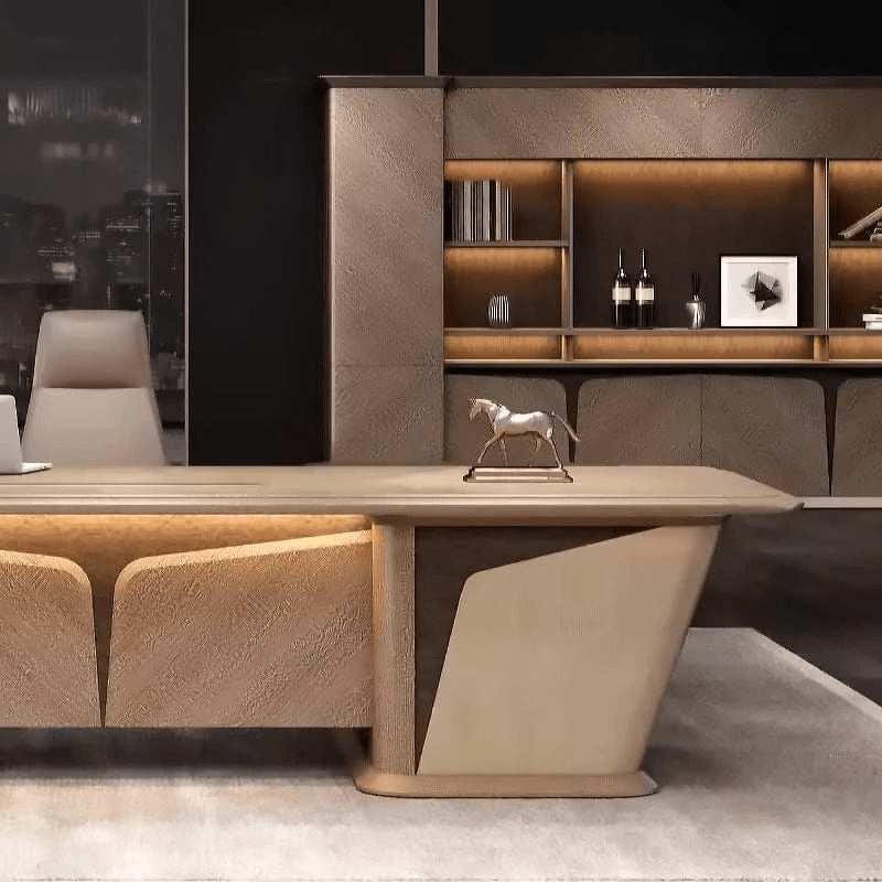 Cognac · Executive Desk w/ Mobile Storage