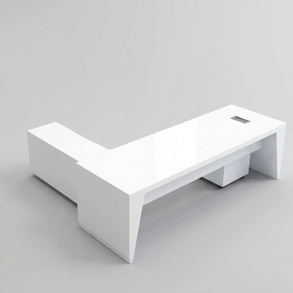 Newton · White Executive Desk w/ Mobile Storage