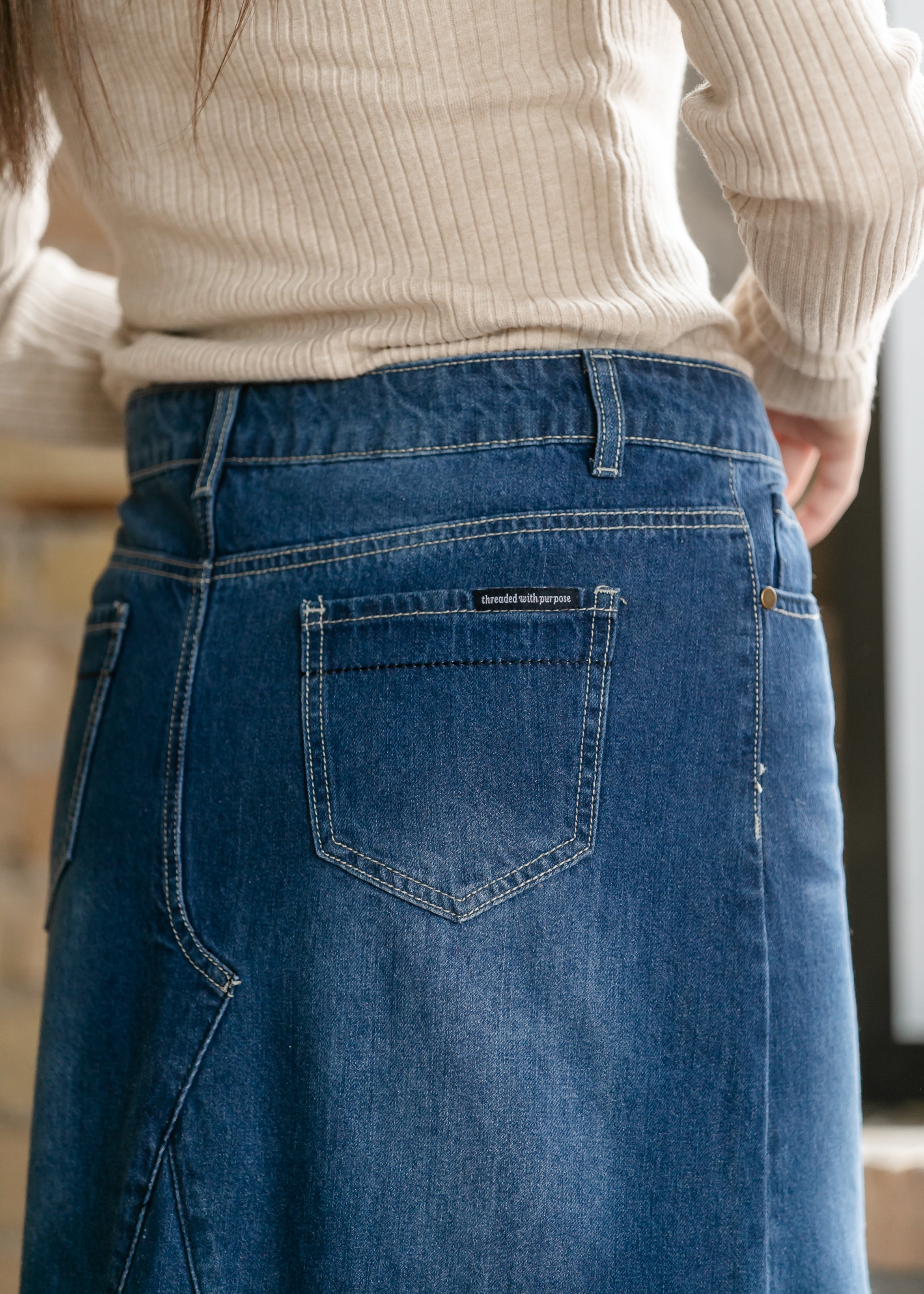 Jennifer A-Line Long Denim Skirt