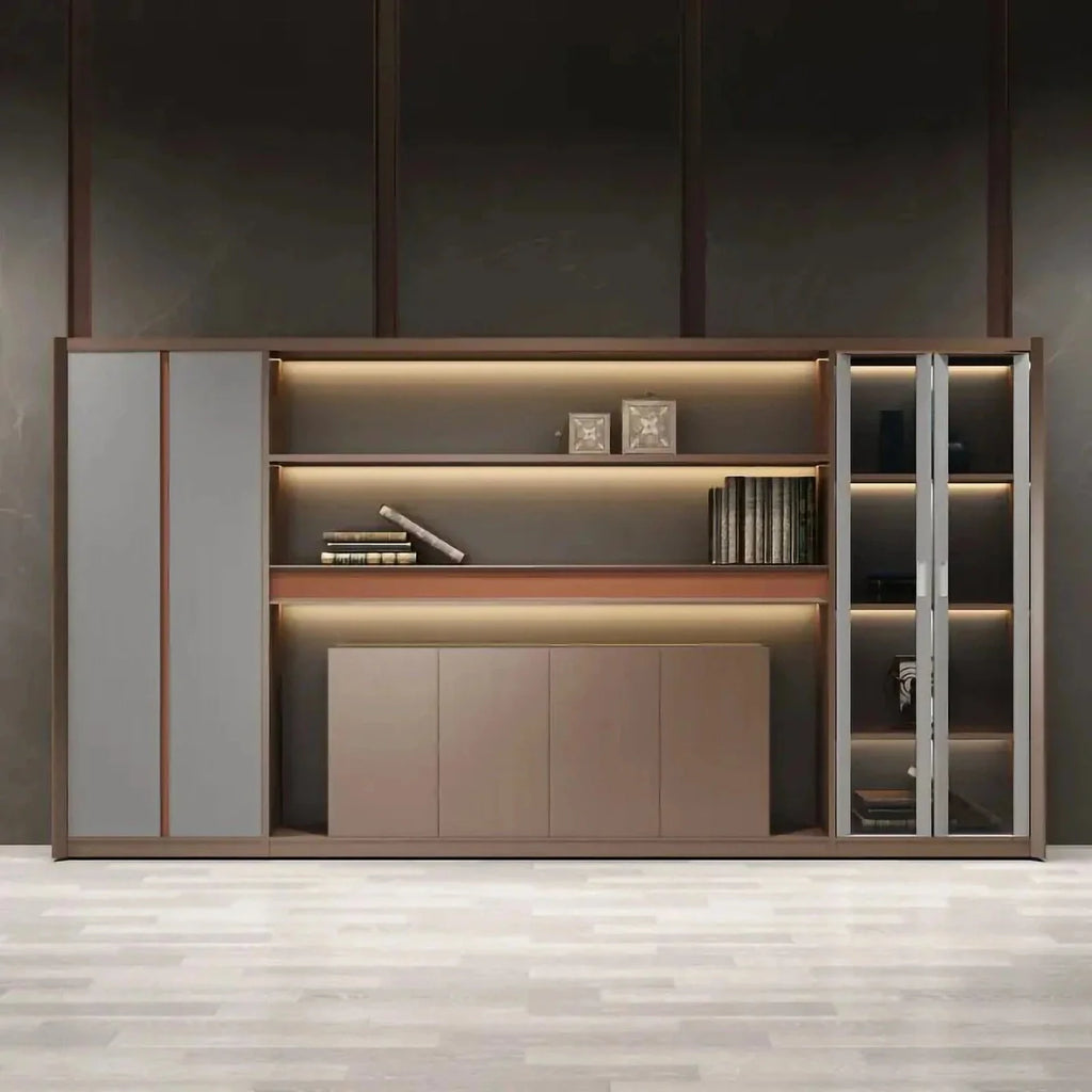 Kaelios · Office Shelves w/ Lighting & Storage